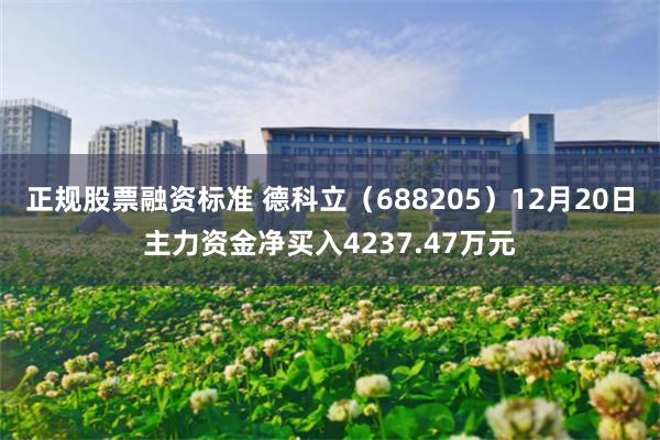 正规股票融资标准 德科立（688205）12月20日主力资金净买入4237.47万元